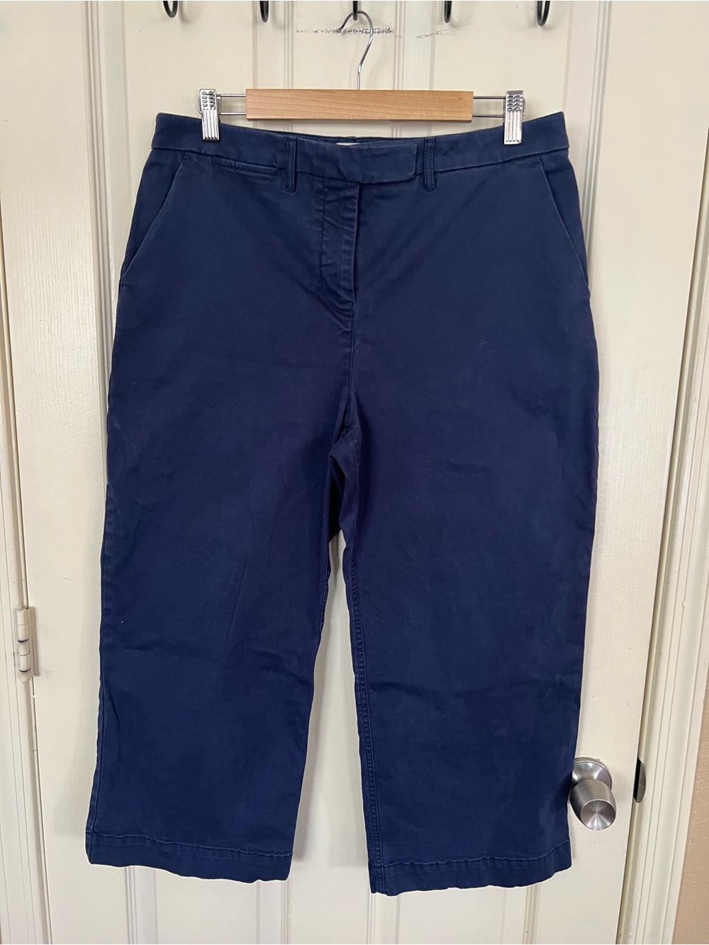 Maeve Anthropologie Navy Wide Leg Cropped Chino Pants Size 12